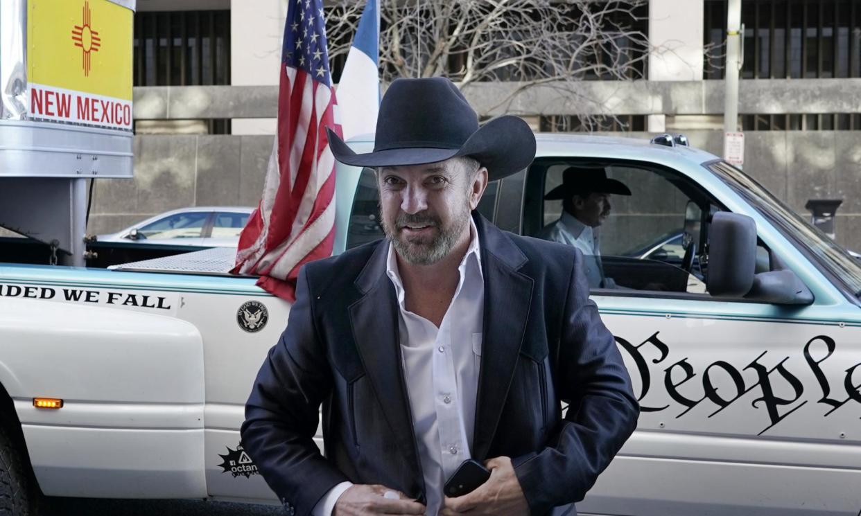 <span>Couy Griffin, was removed from office in 2022 as commissioner in Otero county, New Mexico, for his role in the January 6 attack.</span><span>Photograph: Gemunu Amarasinghe/AP</span>
