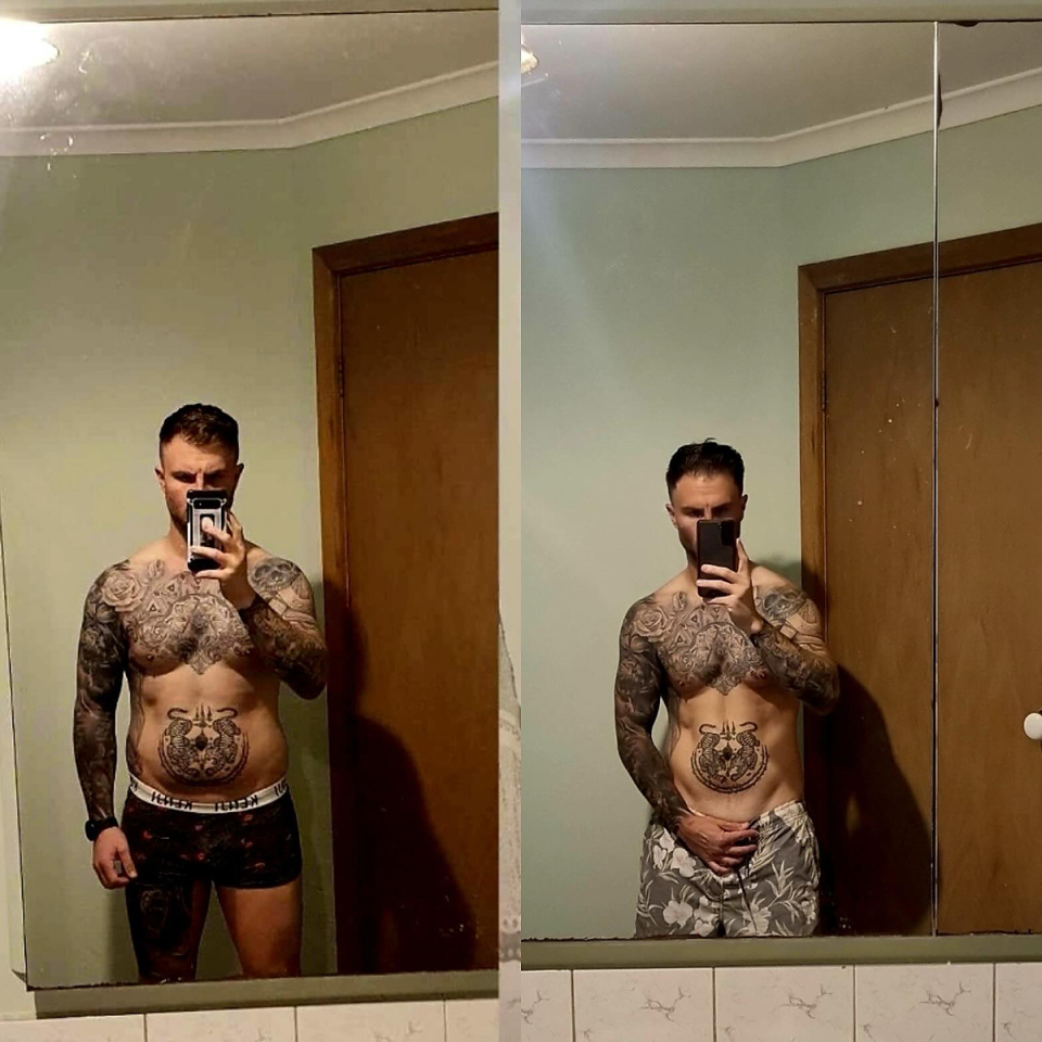 MAFS’ Ash Galati before and after his transformation.