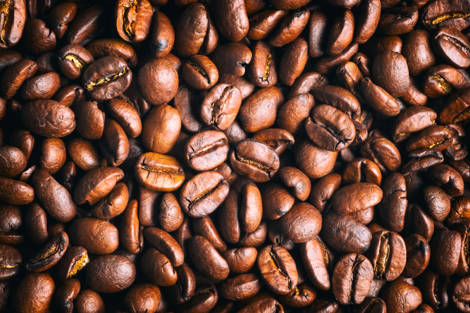 Toasted coffee beans background