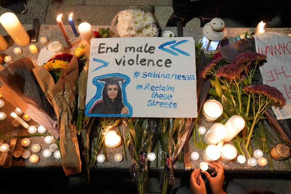 A vigil was held in memory of Sabina Nessa on Friday (Jonathan Brady/PA) (PA Wire)