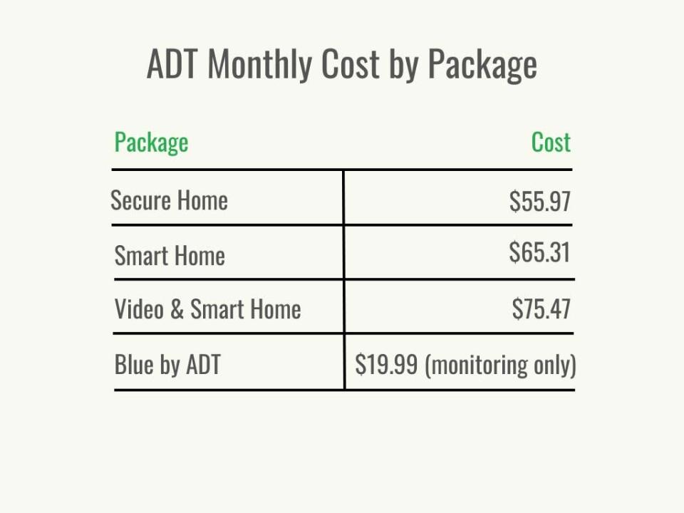 Visual 3 - Home Security - ADT Cost - Cost per Month - January 2023