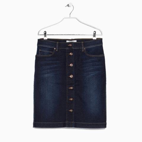 Button-Front Denim Skirt