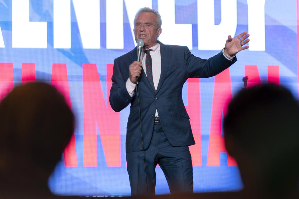 Independent presidential candidate Robert F. Kennedy Jr. speaks during the Libertarian National Convention at the Washington Hilton in Washington, Friday, May 24, 2024. (AP Photo/Jose Luis Magana)