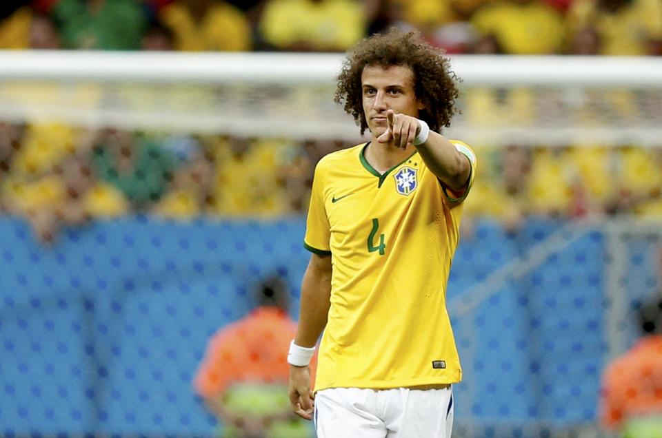 Brazil's David Luiz gestures during the 2014 World Cup third-place playoff between Brazil and the Netherlands at the Brasilia national stadium in Brasilia July 12, 2014. REUTERS/Ueslei Marcelino (BRAZIL - Tags: SOCCER SPORT WORLD CUP)