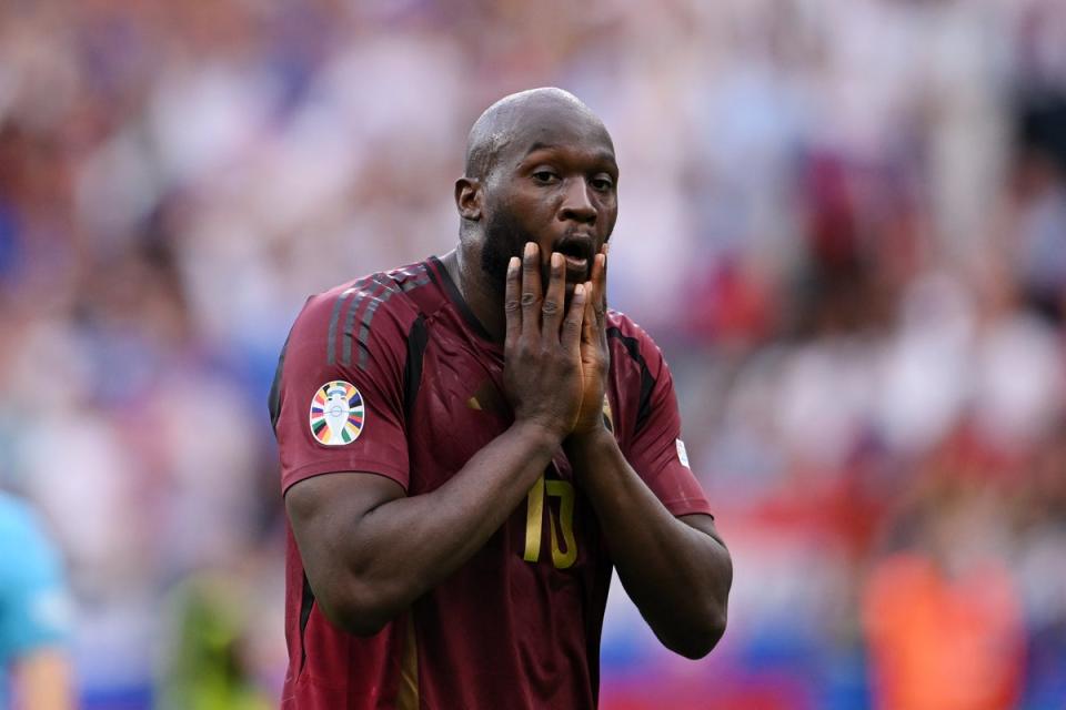 Controversy: Romelu Lukaku saw two goals ruled out as Belgium fell to an opening upset against Slovakia (Getty Images)