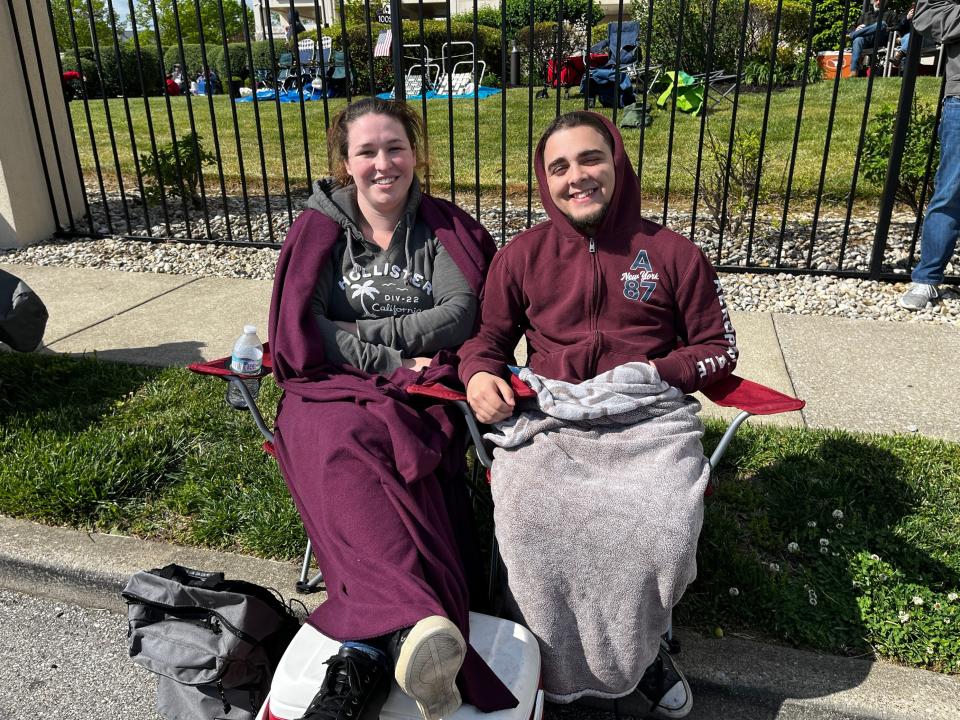 "It's been awesome, the weather's been a lot colder than it was the first," said Taylor Owens as she and her fiancé Jonathan Garcia bundled under blankets for warmth.