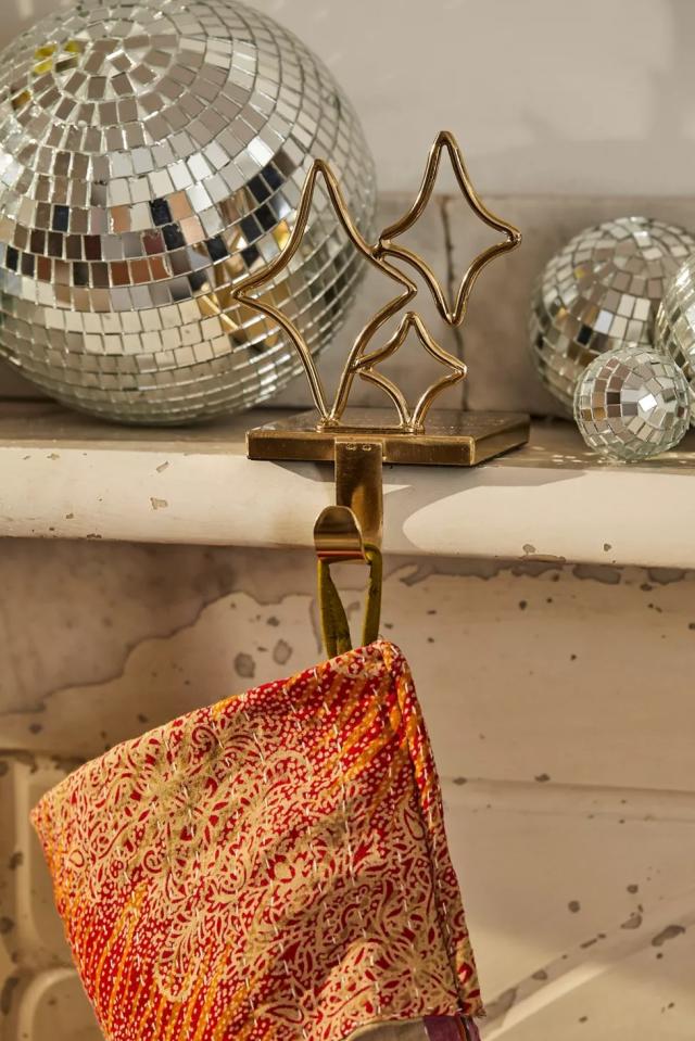 Christmas Stocking Hangers - Set of 4 Weighted Holder Bases for Mantle,  Gold Hooks for Holiday Decor 