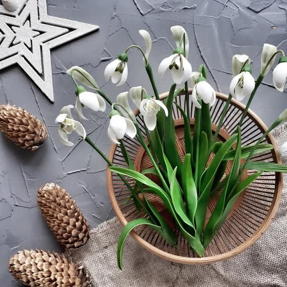 4) Christmas gift flower Snowdrop. Decorative flowers. Snowdrop for the new year.