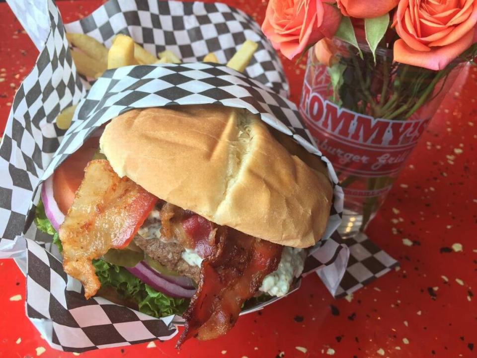 A “Blue Angel” burger with bacon and blue cheese at the Tommy’s north of Ridgmar Mall.