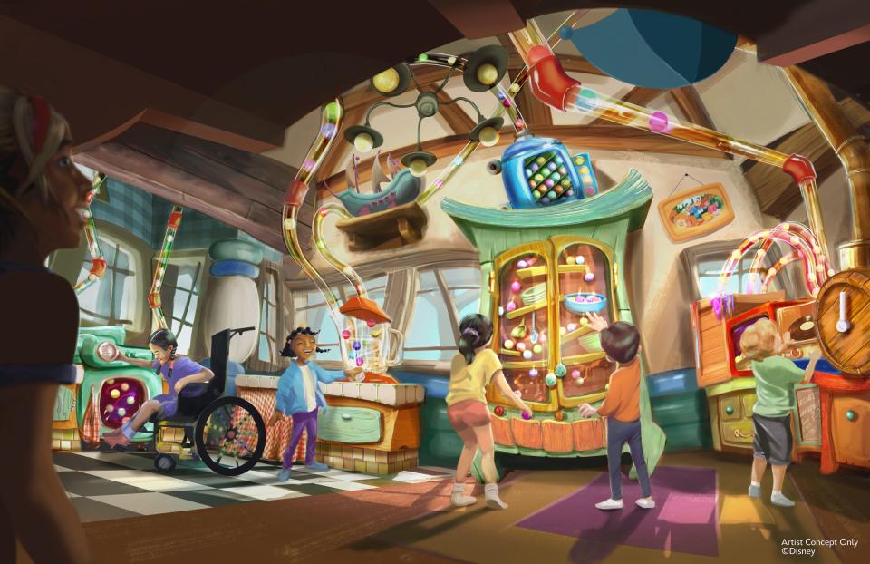 An artist's rendering shows the inside of Goofy’s House at  Disneyland's Mickey’s Toontown, which reopens next year.