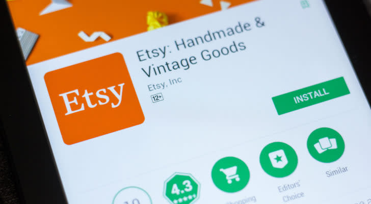 The Etsy (ETSY) mobile app on a tablet display