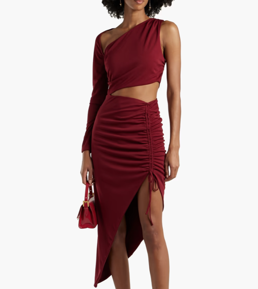 Paulina one-sleeve asymmetric cutout jersey dress. (PHOTO: The Outnet)