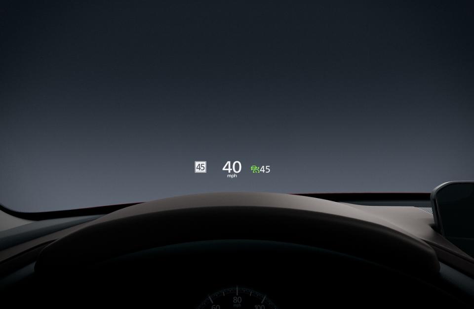 The Mazda windshield-projected active driving display projects key information in the driver’s line of sight. — Picture courtesy of Bermaz Motor