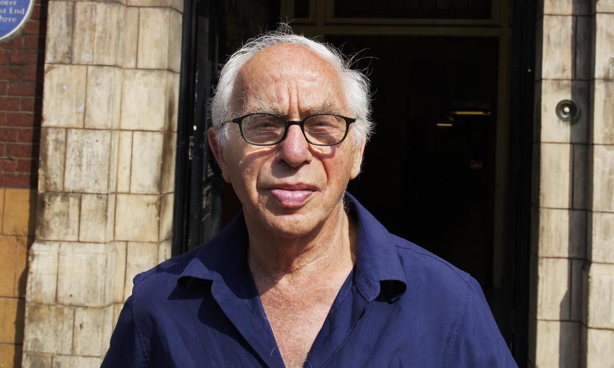 <span>Playwright Bernard Kops outside Whitechapel public library in east London, 2005.</span><span>Photograph: Sarah Lee/The Guardian</span>