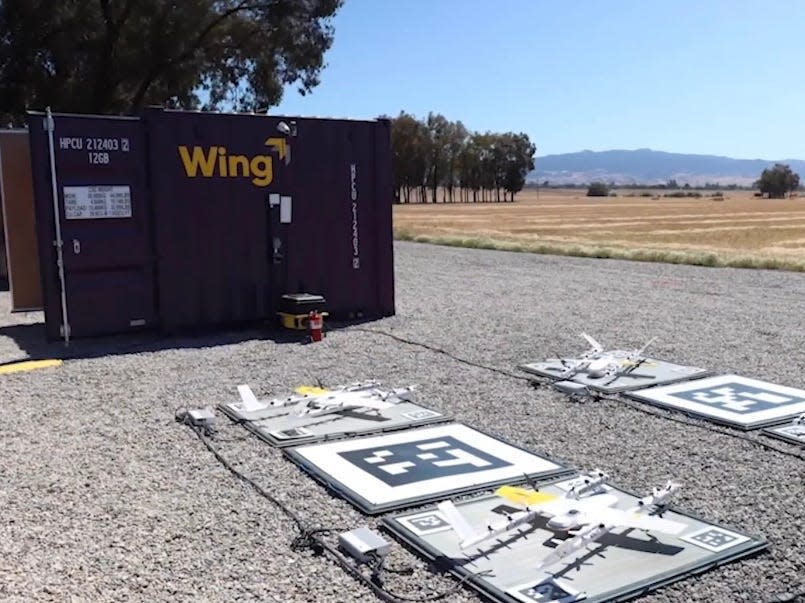 Wing drone delivery set up