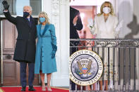 <p>On Jan. 25, 2023, Dr. Jill Biden <a href="https://people.com/politics/jill-biden-emotional-giving-inauguration-attire-smithsonian/" rel="nofollow noopener" target="_blank" data-ylk="slk:became enshrined in American history;elm:context_link;itc:0;sec:content-canvas" class="link ">became enshrined in American history</a> when she gave her 2021 inauguration attire to the Smithsonian's popular <a href="https://americanhistory.si.edu/first-ladies/first-ladies-collection" rel="nofollow noopener" target="_blank" data-ylk="slk:First Ladies Collection;elm:context_link;itc:0;sec:content-canvas" class="link ">First Ladies Collection</a>.</p> <p>Uniquely, her two looks included matching masks, forever a sign of the COVID-19 pandemic that was still going when her husband, Joe Biden, was inaugurated as president. </p> <p>The First Lady's daytime look, by <a href="https://markarian-nyc.com/pages/about" rel="nofollow noopener" target="_blank" data-ylk="slk:Alexandra O'Neill;elm:context_link;itc:0;sec:content-canvas" class="link ">Alexandra O'Neill</a> of <a href="https://markarian-nyc.com/" rel="nofollow noopener" target="_blank" data-ylk="slk:Markarian;elm:context_link;itc:0;sec:content-canvas" class="link ">Markarian</a>, was "an ocean blue wool tapered tweed dress, hand embellished with pearls and crystals in a delicate floral pattern, with its matching overcoat accented by a dark blue velvet collar and cuffs," per the Smithsonian. </p> <p>Her Gabriela Hearst dress for the virtual nighttime celebration was, per the institute, "an ivory silk wool cady dress and an ivory double-breasted cashmere coat, with embroidery reflecting the federal flowers from every state and territory of the U.S. as a symbol of unity."</p>