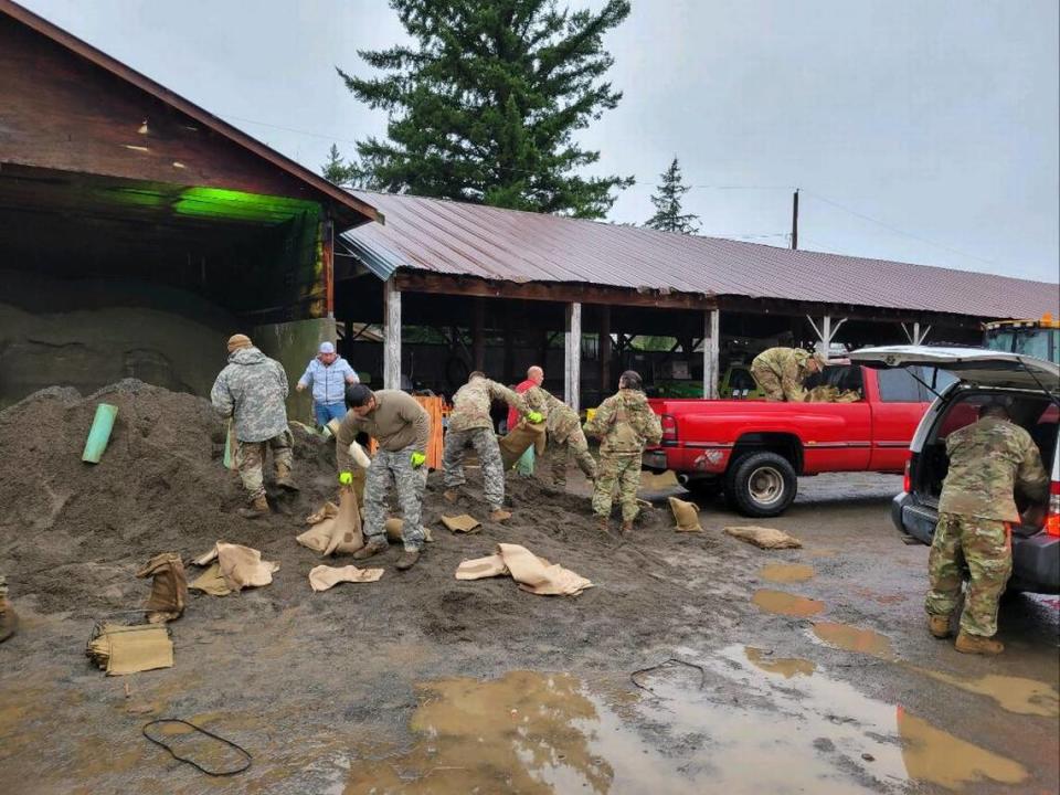 Members of the National Guard have been stationed in Everson and Sumas, according to a release Sunday, Nov. 28, and they have been working to fill and deliver sandbags and provide community assistance where needed.