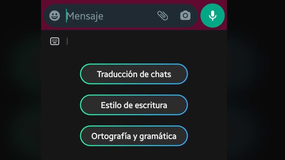 Traducción de chats, Estilo de Escritura y Ortografía y Gramática; algunas de las funciones que ofrece WhatsApp potenciado con Galaxy IA