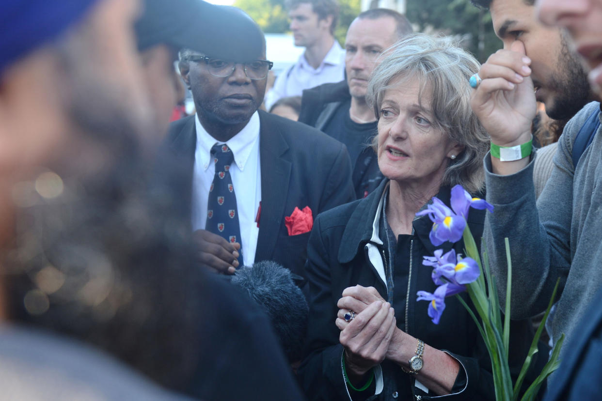 Questions: Kensington and Chelsea Council leader Elizabeth Campbell at a vigil for Grenfell tower victims at Notting Hill Methodist Church: PA