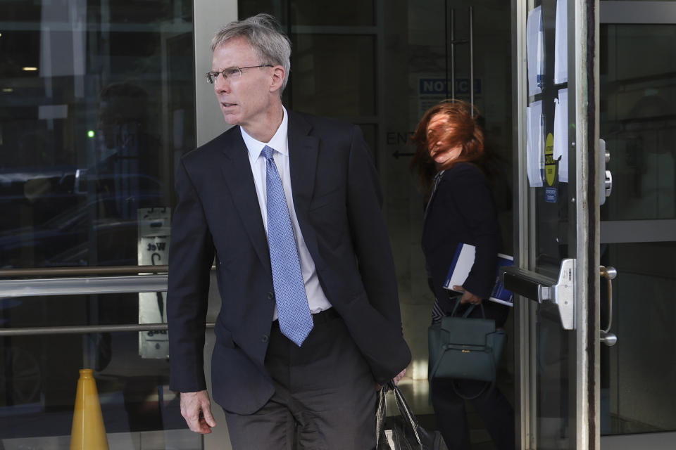 WASHINGTON, DC - SEPTEMBER 12: Google's top litigator John Schmidtlein departs federal court September 12, 2023 in Washington, DC. Google will defend its default-search deals in an antitrust trial against the Justice Department that began today. (Photo by Win McNamee/Getty Images)