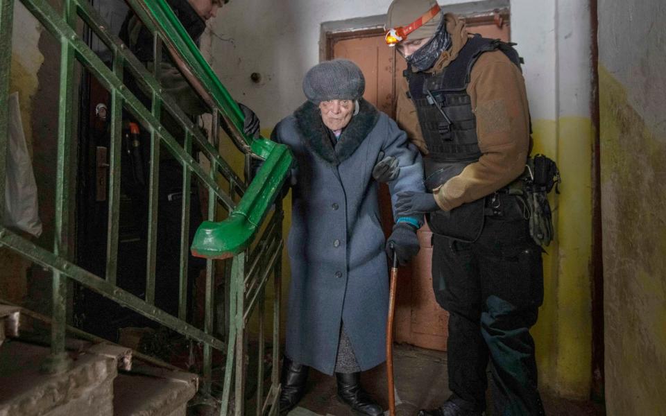 Alexandra Zhytnik, 92, is being evacuated to Kyiv - JULIAN SIMMONDS