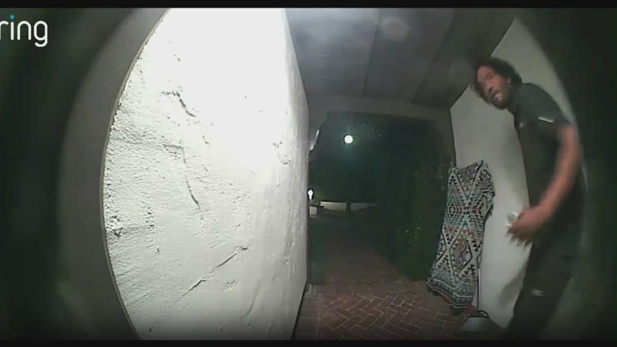A resident in the Los Angeles neighborhood of Atwater shared Ring doorbell camera footage with KTLA that shows a man kicking down their home’s front door.