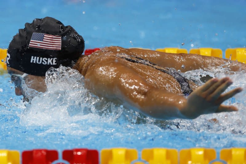 Team USA's Torri Huske qualified for Paris 2024 on Sunday in Indianapolis. File Photo by Tasos Katopodis/UPI