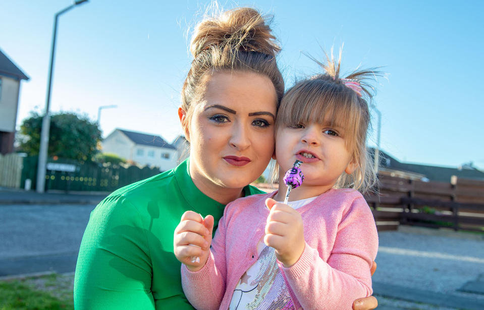 Shannon Mcwilliam's daughter Ariah, 3, almost choked to death on a lollipop.