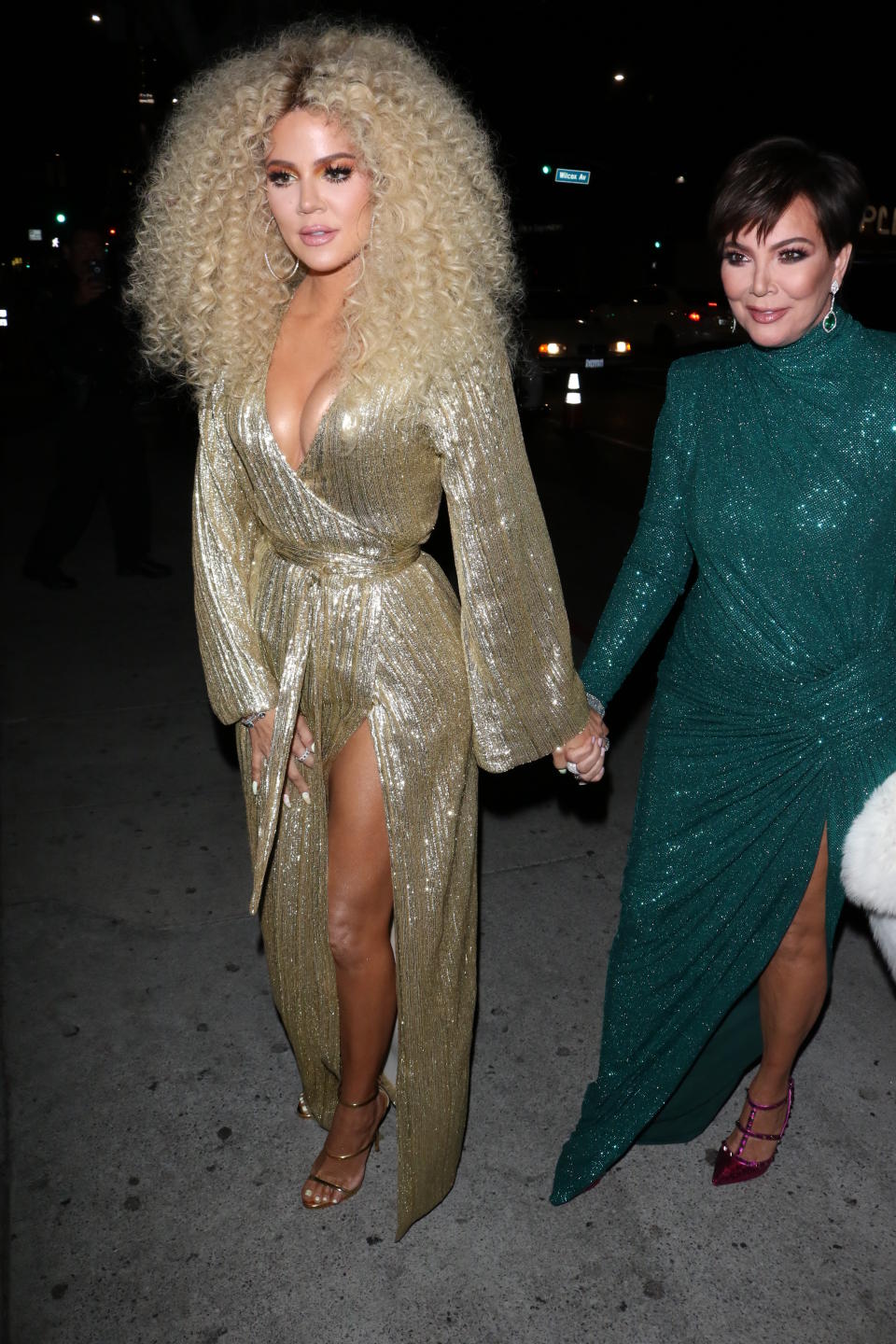 Khloé Kardashian (pictured with mom Kris Jenner) caused a stir with her Diana Ross-inspired get-up for the singer’s birthday party. (Photo: Hollywood To You/Star Max/GC Images)