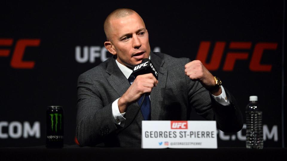 Georges St-Pierre will make his long-awaited return to the Octagon against Michael Bisping on Saturday. (Getty)