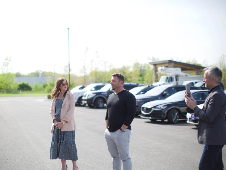 My Place President and CEO Ryan Rivett (center) shared with the guests why the company chose Marion for its first Ohio location.