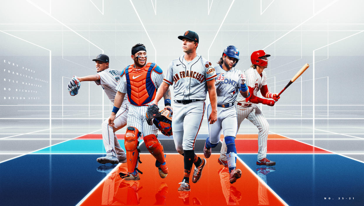 The Marlins, Blue Jays, Phillies, Giants and Mets make up the second-to-last tier of this year's 26-and-under power rankings. (Mallory Bielecki/Yahoo Sports)