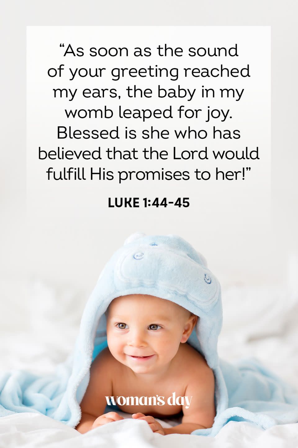 <p>“As soon as the sound of your greeting reached my ears, the baby in my womb leaped for joy. Blessed is she who has believed that the Lord would fulfill His promises to her!” — Luke 1:44-45</p><p><strong>The Good News</strong>: God asks that our faith only be as big as a mustard seed — even if what you’re praying for seems like it will take more than that. </p>