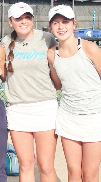 Bartlesville High School's team of Parker Cox, left, and Ava Kelly have qualified for the girls state tennis tourney as a doubles team.