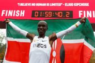 Eliud Kipchoge, the marathon world record holder from Kenya, attempts to run a marathon in under two hours in Vienna