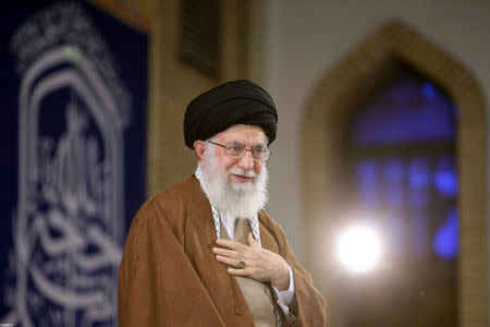 Iran's Supreme Leader Ayatollah Ali Khamenei, is seen during a meeting with students at the Hussayniyeh of Imam Khomeini in Tehran, Iran, November 3, 2018. Official Khamenei website/Handout via REUTERS