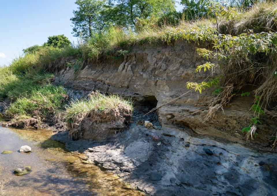 The Rohrbeck Extension Drain at 13 Mile road and Little Mack area in Roseville near I-94 is eroding at an alarming rate, Tuesday Aug. 16, 2022.