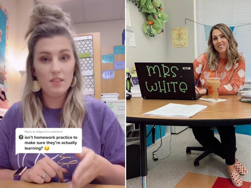 courtney white tiktok homework teacher