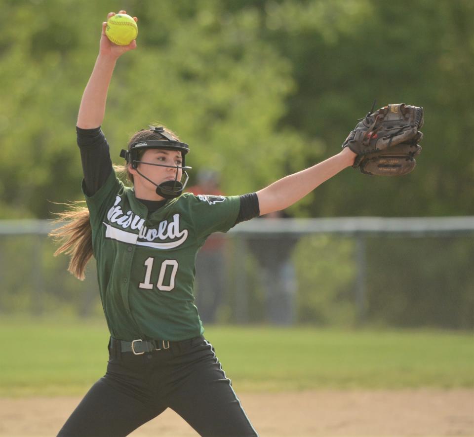 Griswold sophomore Abby Matheson delivers a pitch against Windham. The Wolverines begin play in the ECC tournament this week.