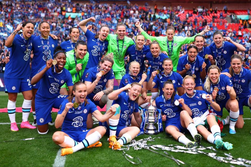 Three-peat: Chelsea have won the Women’s FA Cup trophy every year since 2021 (The FA via Getty Images)