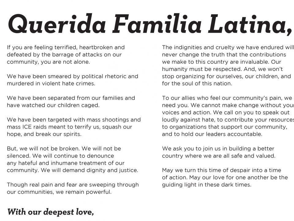 Latinx Support Letter English