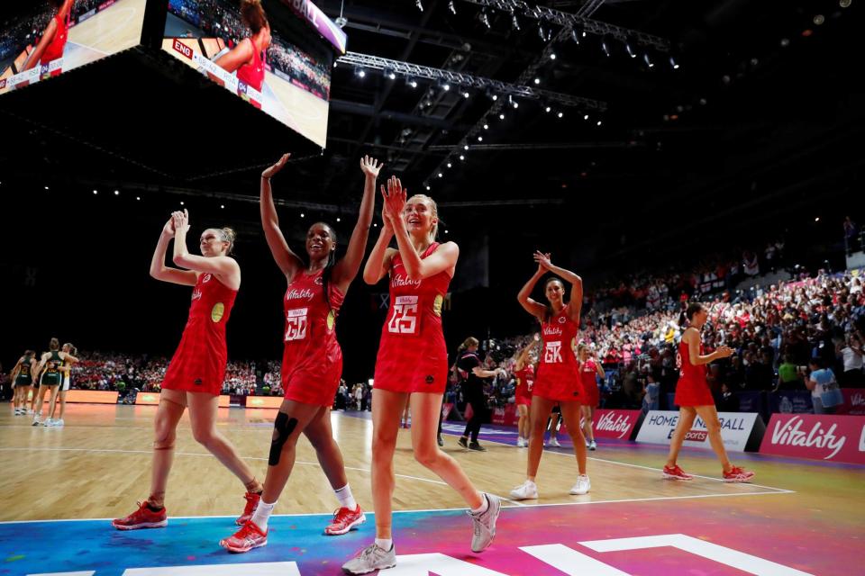 England rebounded from their painful semi-final defeat to New Zealand by beating South Africa to claim a bronze medal at the Netball World Cup.Less than 24 hours after a painful three-goal defeat to the Silver Ferns wrecked their hopes of a first World Cup win since 1975, Tracey Neville's team dominated their opponents with a 58-42 win.It marked a third consecutive third-placed finish in the tournament for England, with Australia set to bid for their fourth consecutive world crown against the New Zealanders later on Sunday.England made an impressive start in coach Neville's last match in charge, her team recovering from an early turnover to take a 14-12 lead at the end of the first quarter.England, who beat the South Africans by nine points earlier in the tournament, shed much of the inconsistency that had proved their undoing against the Silver Ferns and continued to increase their advantage in the second quarter.Goal shooter Helen Housby scored from all 15 of her attempts as the South Africans, despite the return of Bongiwe Msomi who had missed much of the group game due to injury, looked in danger of being cut adrift.Recovering from missing with her first attempt of the match, Jo Harten continued to gain in accuracy and confidence as England reached the interval 29-22 in front.Focused and clearly intent on atoning for the errors which had cost them less than 24 hours earlier, England continued to stretch their lead to 12 points midway through the third quarter.And with South Africa coach Norma Plummer - also in her last match in charge - beginning to make changes, England continued to capitalise, with Housby stretching her perfect record to 21.Holding a 46-32 advantage on the buzzer for the end of the third, a place back on the World Cup podium was looking inevitable for Neville's team.Saving arguably their best performance of the competition for last, England continued to stretch their lead in the fourth and final quarter.And there was an emotional moment with two minutes remaining when influential captain Serena Guthrie was replaced to rapturous applause, earning a hug from Neville on the touchline.Housby finished with perfect figures of 29 from 29 as England wrapped up a convincing win and the bronze medal, yet there was still a lingering sense of what might have been.