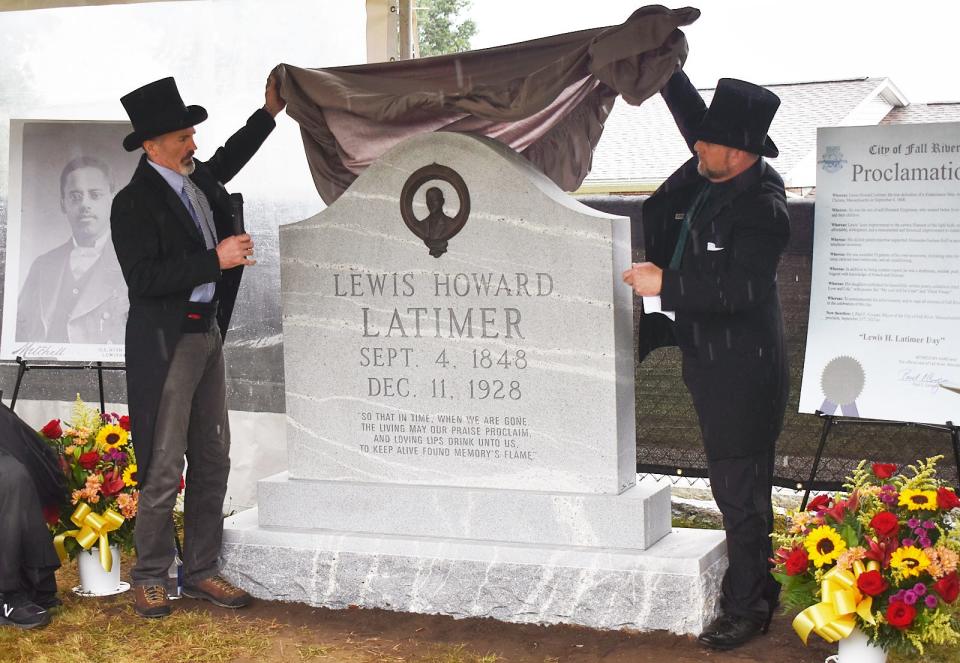 The unveiling of the Lewis Latimer gravestone at Oak Grove cemetery Saturday Sept 23,2023.