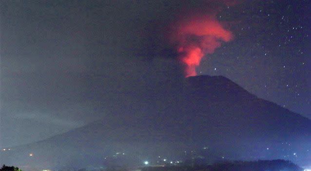 Mount Agung's ash cloud was clearly visible on Saturday night. Source: AAP