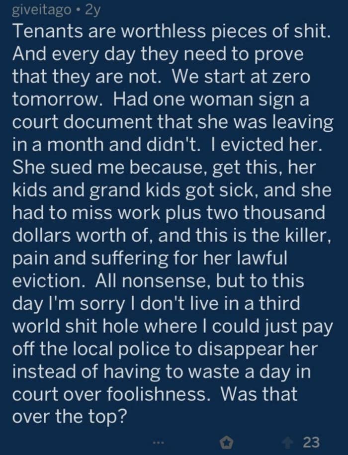 i'm sorry I don't live in a third world shit hold hwere i could just pay off the local police to disappear her instead of having to waste a day in court over foolishness