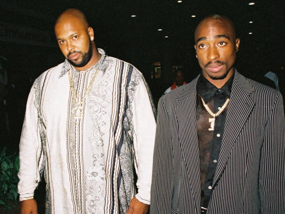 Suge Knight and Tupac Shakur in April 1996 (Shutterstock)