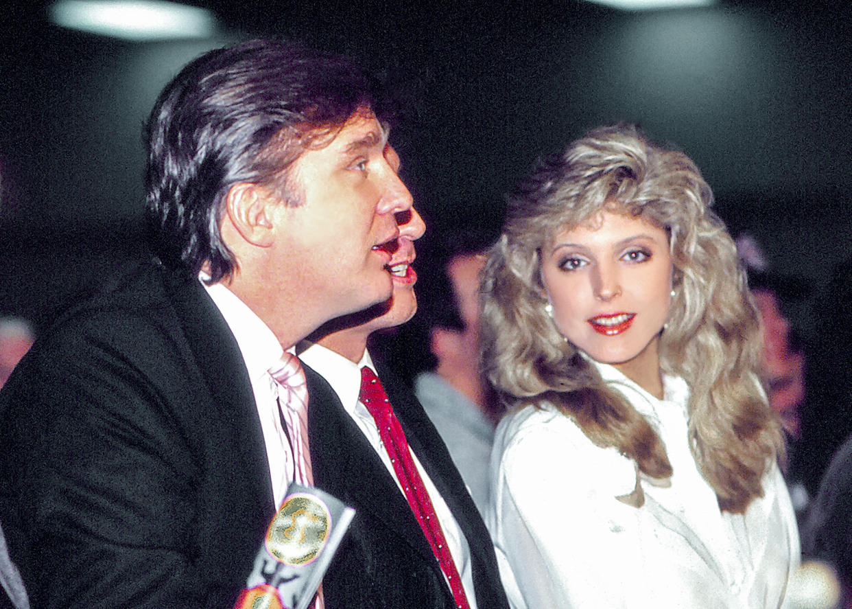 Donald Trump and Marla Maples ringside at Tyson vs Spinks in Atlantic City, N.J., on June 27 1988. (Jeffrey Asher / Getty Images file)