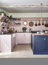 <p> Warm and joyful yet still light, soft pinks are a fabulous way to inject fun into everyday spaces like kitchens. To spark joy in her historic Cotswold home, and bring a modern twist to the space, interior designer Lisa Bowcott chose a Devol kitchen painted in Old Rose and Pantry Blue. </p> <p> 'I want every room to make me 'feel' something. I like it when people smile because they love the pink kitchen,' she says. </p>