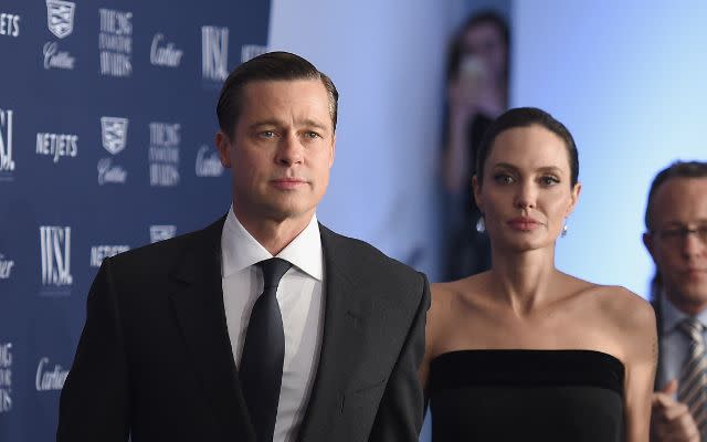 Brad Pitt and Angelina Jolie. Dimitrios Kambouris/Getty Images for WSJ. Magazine 2015 Innovator Awards.