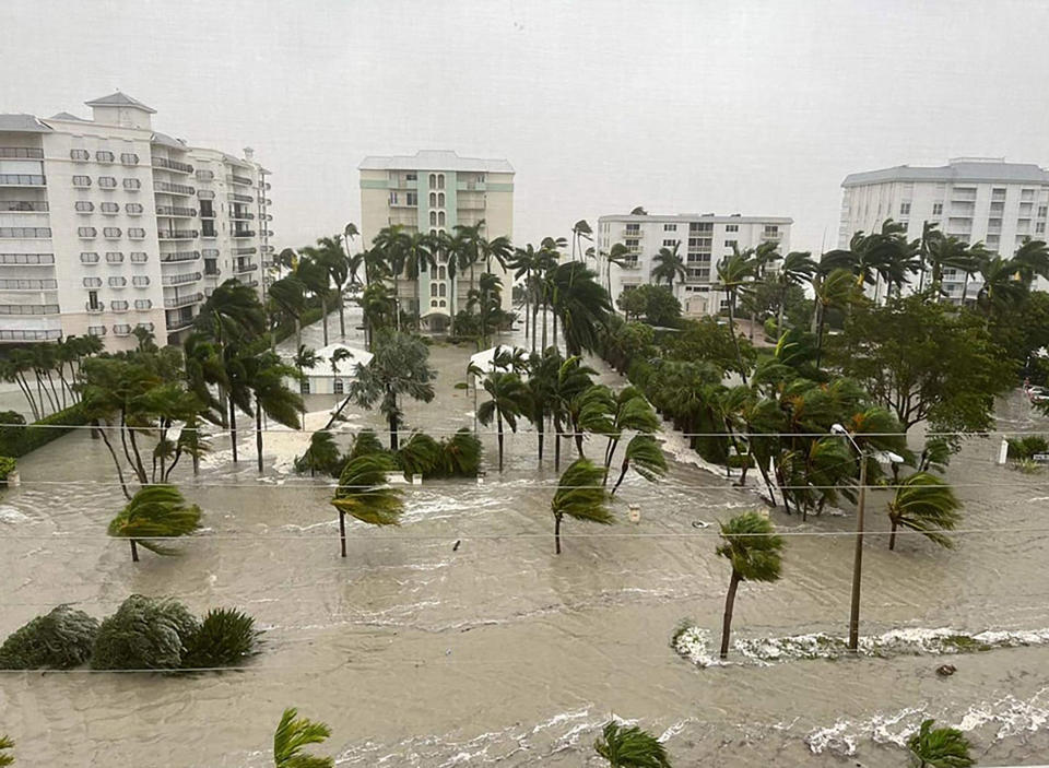 <p>An apartment complex in Naples, Florida, is battered on Sept. 28. </p>